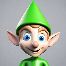 A 3D cartoon image of an elf's head