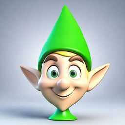 A 3D cartoon image of an elf's head