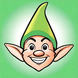 A 2D cartoon image of a happy elf's head is displayed