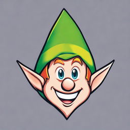 A 2D cartoon image of a happy elf's head is displayed