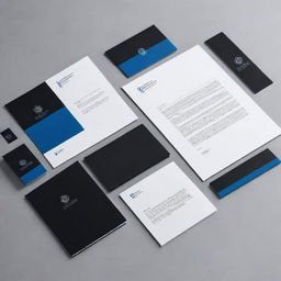 Create a black and blue logo for an international law firm. Include a brand manual and typographic line