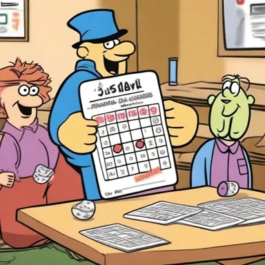 The characters in the cartoon played a lively game of bingo, covering the numbers on their cards as they were called out.