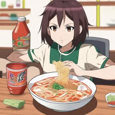 In the anime series, the protagonist's favorite meal is a bowl of ramen topped with freshly chopped tabasco.