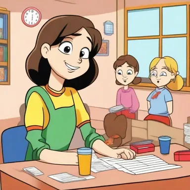 In the cartoon series, the main character had to make a trade-off between attending a party and finishing her important school project.