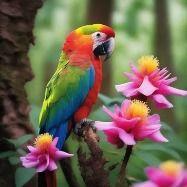 In the magical kingdom of Trelldor, a rare parrot's beak plant bloomed, its clawlike flowers providing a mystical touch to the enchanted forest.