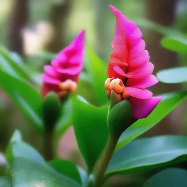 In the magical kingdom of Trelldor, a rare parrot's beak plant bloomed, its clawlike flowers providing a mystical touch to the enchanted forest.