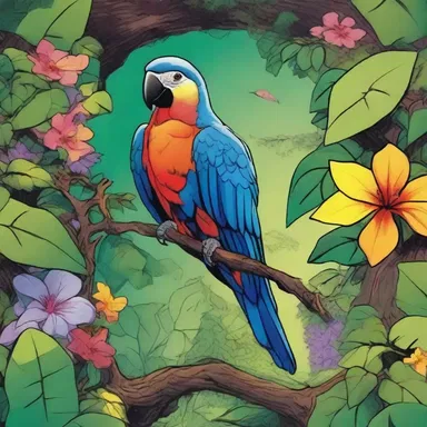 In the thrilling comic book series, the hero discovered a hidden cave adorned with vines, where parrot's beak flowers in various colors added an exotic element.