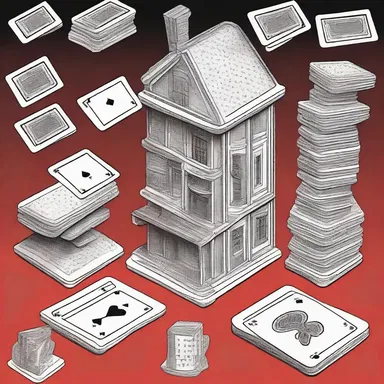 In the comic strip, the main character showcased their talent by constructing an impressive house of cards using playing cards of different sizes.