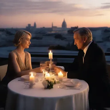 In the movie, the protagonist surprised their partner with a candlelit dinner on a rooftop terrace adorned with a beautiful house of cards.