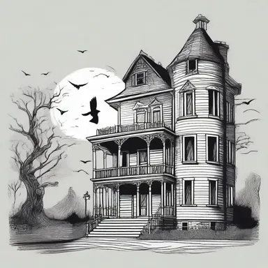 Lost in the haunted mansion, the protagonist discovers a room filled with eerie relics and a mysterious house of cards that seems to come alive at night.