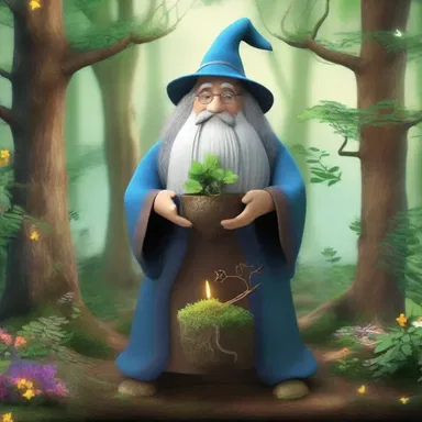 In the enchanted forest, the wise old wizard cultivates a magical tuckahoe plant that can grant wishes to those who approach it with a pure heart.