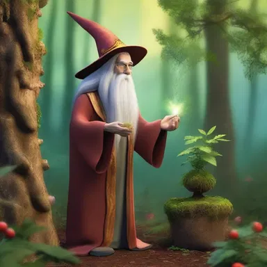 In the enchanted forest, the wise old wizard cultivates a magical tuckahoe plant that can grant wishes to those who approach it with a pure heart.