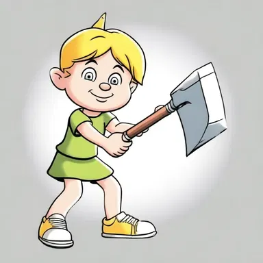 In the cartoon, the character used a hammer to tink on a metal object.