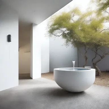 The minimalist design of the house included a small water fountain that would tink gently in the background.
