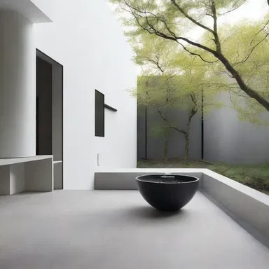 The minimalist design of the house included a small water fountain that would tink gently in the background.