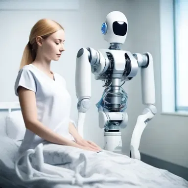 In a futuristic world, postoperatively, advanced robotic technology was used to enhance the patient's healing process, ensuring a speedy recovery.
