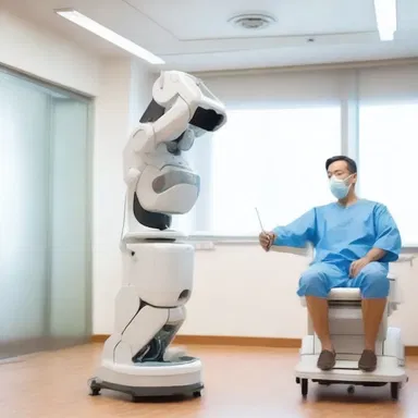 In a futuristic world, postoperatively, advanced robotic technology was used to enhance the patient's healing process, ensuring a speedy recovery.