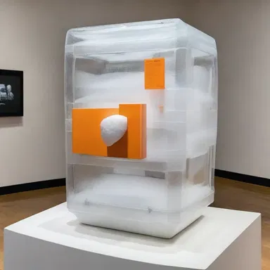 The artist used an icebox as a centerpiece in their sculpture, representing the modernization of society.