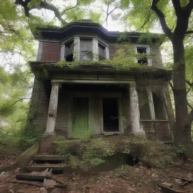 The abandoned house on the hill had a bowery atmosphere, with vines crawling up the walls and eerie shadows lurking in every corner.