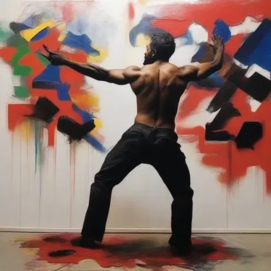 The artist's painting was a manifestation of his trigger-happy emotions, reflecting intense passion and conviction.