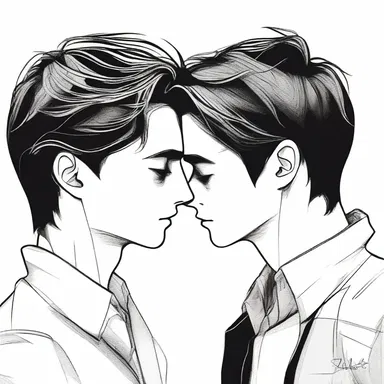 In a crowded room, their eyes met and they couldn't help but gravitate towards each other, their love pulling them closer.