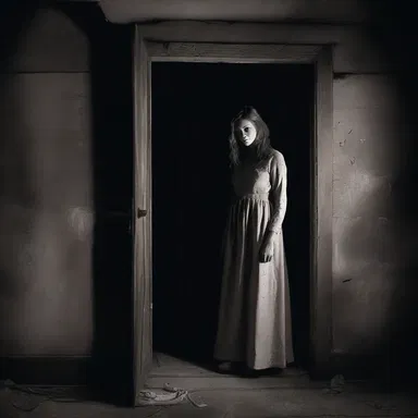 The character reluctantly opens the door to the haunted attic, knowing that once inside, she willingly puts herself at the mercy of the supernatural forces lurking there.