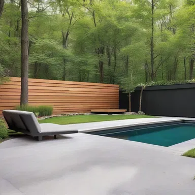 The modern design of the backyard incorporated a sleek and minimalist diving board, seamlessly blending with the overall aesthetics of the space.