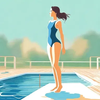 As the protagonist stood on the diving board, her determination and resolve to conquer her fears shone brightly in her eyes, captivating the audience.