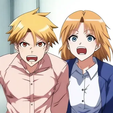 In the anime scene, the character angrily snorted, causing their rival to step back in fear.