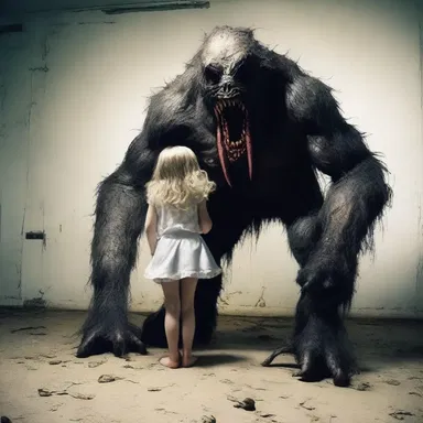 As the terrifying monster approached, she snorted in fear.