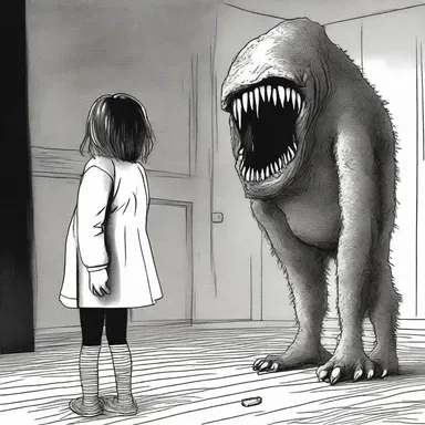 As the terrifying monster approached, she snorted in fear.