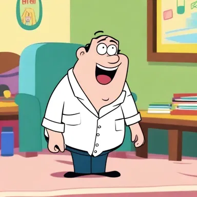 The animated character snorted with laughter at the funny gag in the show.