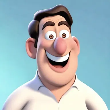 The animated character snorted with laughter at the funny gag in the show.