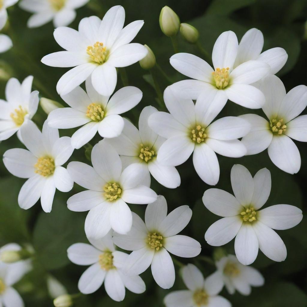 A vivid bunch of white flowers in full bloom, giving off a sense of purity and tranquility.