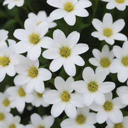 A vivid bunch of white flowers in full bloom, giving off a sense of purity and tranquility.