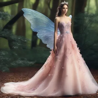 The fashion designer created a stunning gown inspired by a fictional world of fairies and magic.