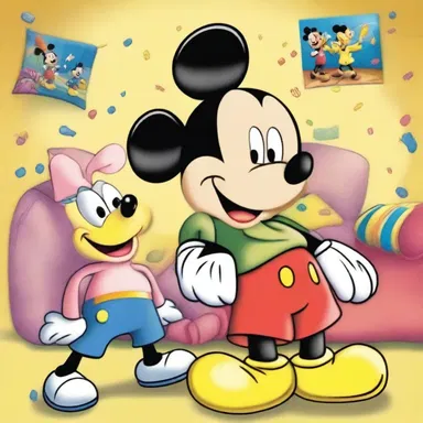 Children often enjoy watching cartoons featuring fictional characters like Mickey Mouse and SpongeBob SquarePants.
