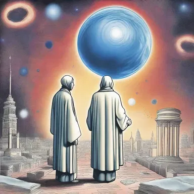 The fictional book explores the religious beliefs of a parallel universe.