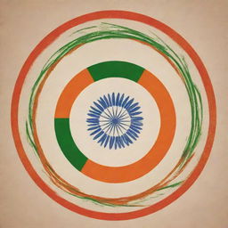 Design a historically accurate, inspiring flyer for India's Swadeshi Movement during the independence era. The flyer should encourage the public to join the cause, incorporate tricolour, spinning wheel, and the phrase 'Buy Indian'.