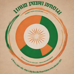 Design a historically accurate, inspiring flyer for India's Swadeshi Movement during the independence era. The flyer should encourage the public to join the cause, incorporate tricolour, spinning wheel, and the phrase 'Buy Indian'.