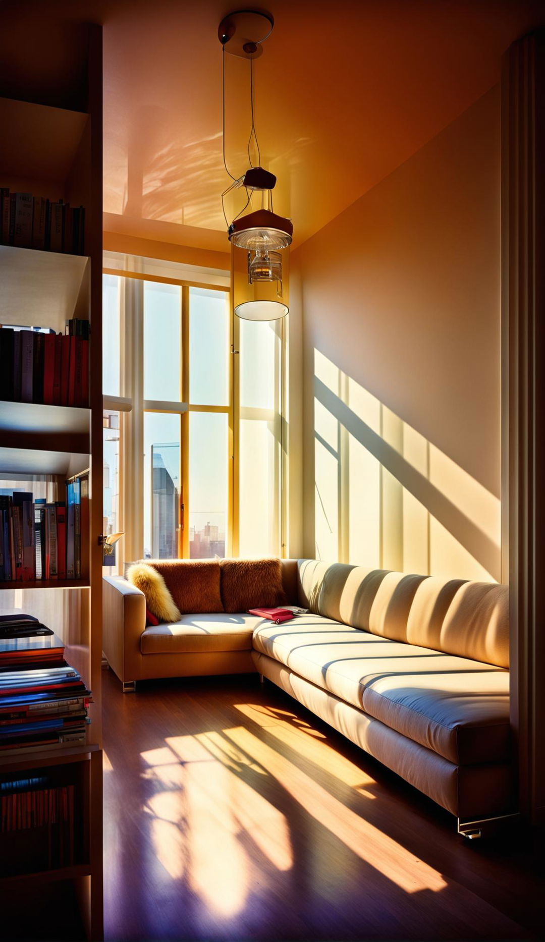 Ultra-high-resolution photograph of a bright room with light streaming through the window.