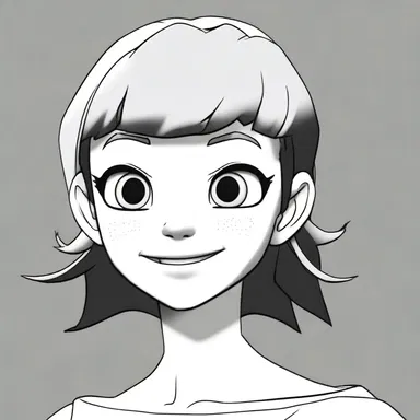 The animated character was drawn with a perfect smooth-skinned face.