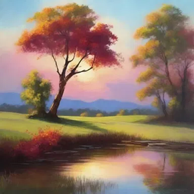 The painter captured the beauty of the landscape with vibrant colors and soft lighting, evoking a sense of romance.