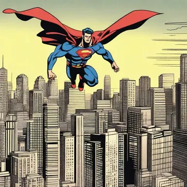 In comic books, superheroes are often shown flying through the cityscape, creating an iconic urban landscape.