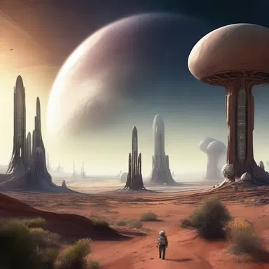 In science fiction novels, the author often describes futuristic landscapes on distant planets with alien flora and fauna.