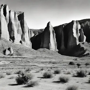The novel vividly described the rugged landscape of the wild west, with towering cliffs and vast deserts.