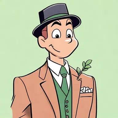 In the cartoon, the character wore a sprig on their lapel to add a touch of elegance and sophistication.