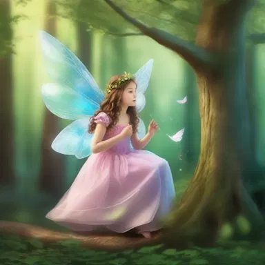 In the enchanted forest, the fairy princess plucked a mystical sprig from a magical tree, which granted her the power of flight.