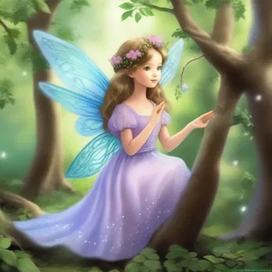 In the enchanted forest, the fairy princess plucked a mystical sprig from a magical tree, which granted her the power of flight.