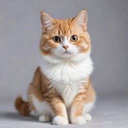 A vividly detailed, adorable cat with alert, shimmering eyes, soft, sleek fur, and a playful demeanor.